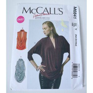 McCall's M6841 Sewing Pattern Misses' Tops Loose Fitting Draped front, Sizes X-S